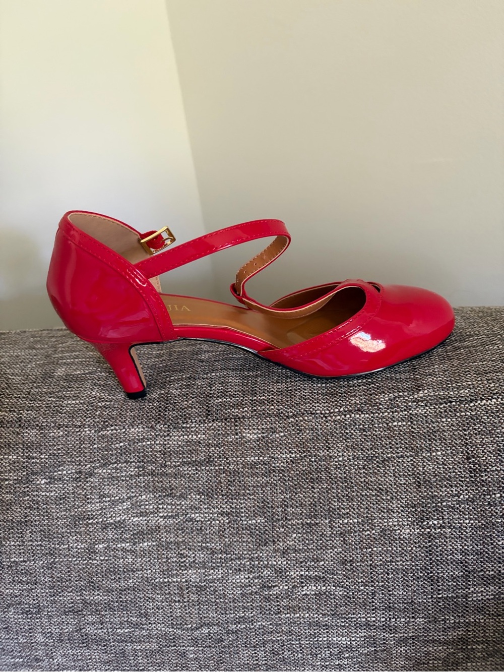 Red Patent Mary Jane Heels - Women's Dress Shoes - Picture 3 of 3